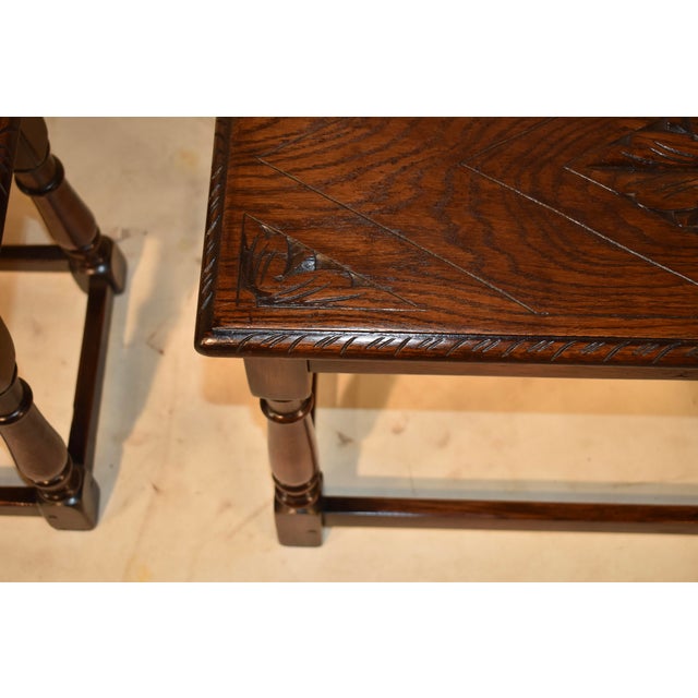 Pair of Late 19th Century English Oak Carved Benches For Sale In Greensboro - Image 6 of 8