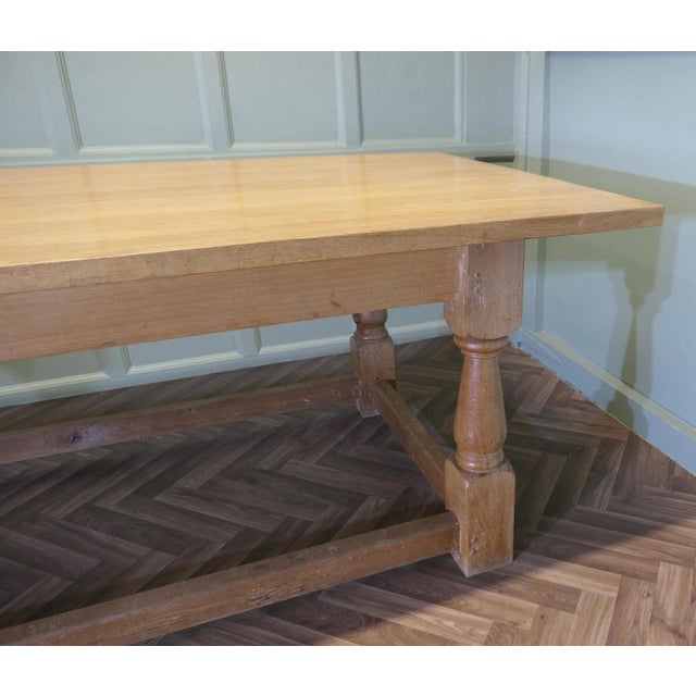 Long Golden Oak and Ash Dining Table, 1960 For Sale - Image 4 of 11