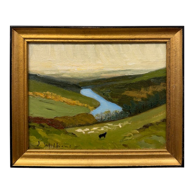 20th Century Oil Painting Pastoral Scene For Sale
