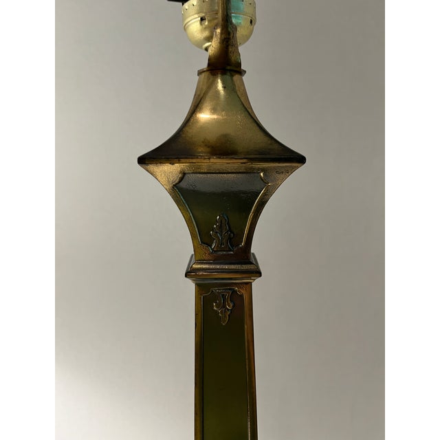 Brass Tall Late 20th Century Neoclassical Accented Brass Lamp For Sale - Image 8 of 9