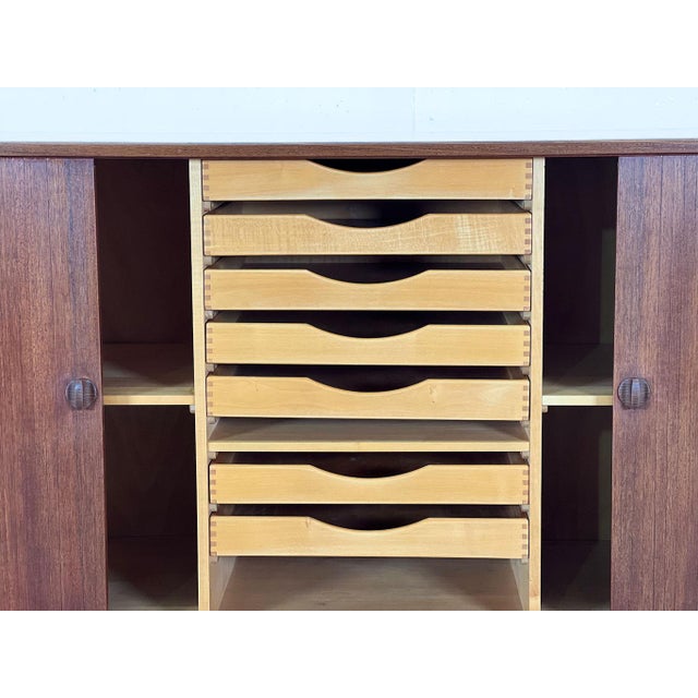 Wood Sideboard with Tambour Doors by Børge Mogensen, 1950s For Sale - Image 7 of 13