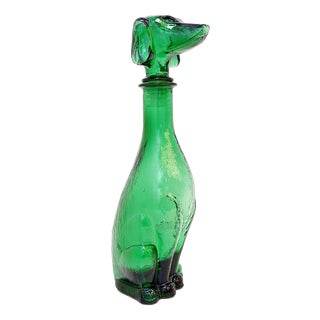 Mid-Century Modern Carafe in Green Embossed Glass, 1960s For Sale
