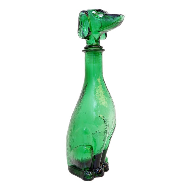 Mid-Century Modern Carafe in Green Embossed Glass, 1960s For Sale