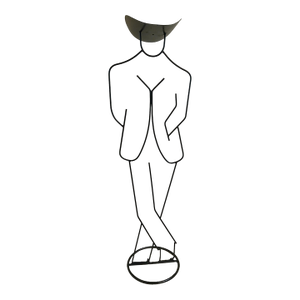 1990s Weinberg Style Cowboy Figure Silhouette Floor Sculpture Candle Stand