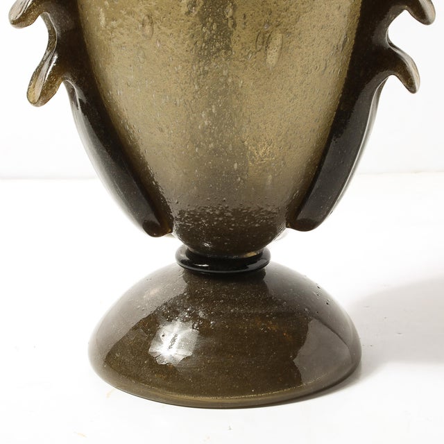 Mid-Century Modern Pair of Mid-Century Sculptural Hand-Blown Smoke Murano Bullicante Glass Uplights For Sale - Image 3 of 17