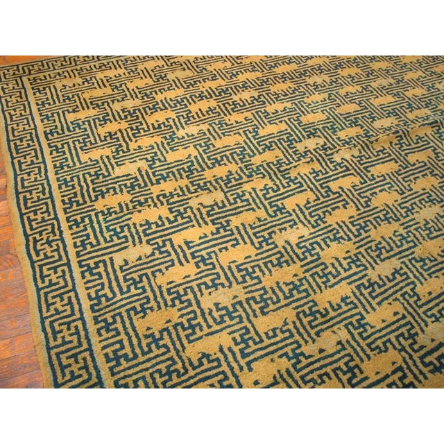 1900 - 1909 Splendid Asparagaus Background Color With Greek Key Pattern Antique Chinese Rug For Sale - Image 5 of 7