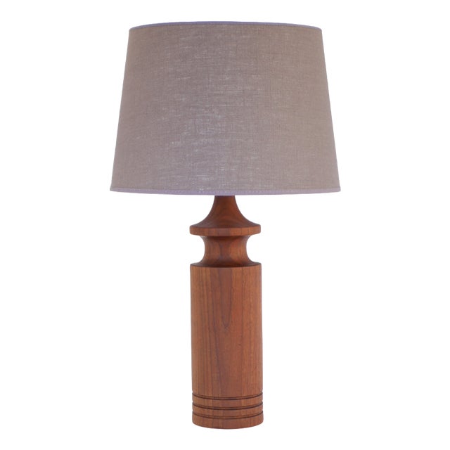 Large Mid-Century Modern Danish Teak Table Lamp For Sale