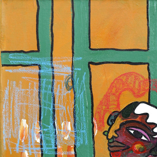 Crazy Apartment 2 - Original Bold Figurative Cubist Mixed Media Painting on Canvas by Valerie Etitinwo For Sale In Los Angeles - Image 6 of 9