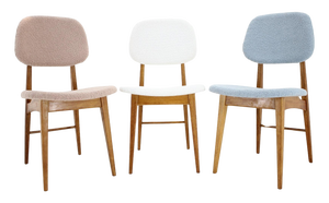 Oak Dining Chairs in Boucle, Former Czechoslovakia, 1960s, Set of 3