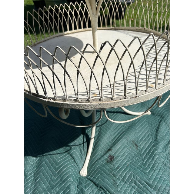 Late 19th Century Victorian White Wrought Iron 3 Tiered Plant Stand For Sale - Image 4 of 4