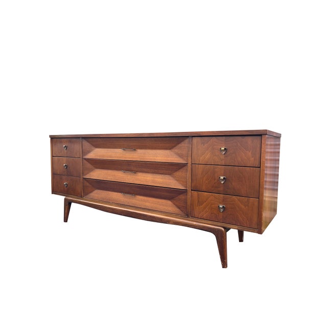 Mid Century Modern Vintage Dresser or Credenza in Albert Parvin Style Sculpted Design Stunning design! Can be used as...