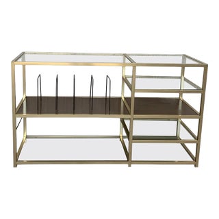 Mid 20th Italian Brass and Glass Record Console Étagère For Sale