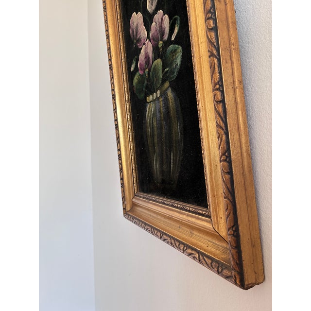 Vintage Original Velvet Flower Oil Painting, Pair of Flower Still Life Art - Set of 2 For Sale - Image 6 of 12
