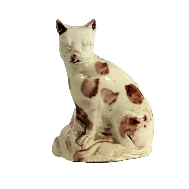 English Creamware Pottery Toy Cat, Whieldon-Type Manganese Sponged Figure For Sale In Philadelphia - Image 6 of 9