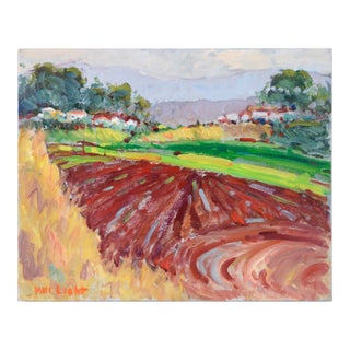"Salinas Valley Farm" - Fauvist Landscape in Oil on Artist's Board by Will Light For Sale