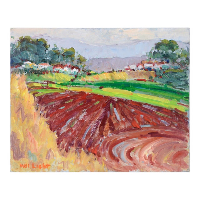"Salinas Valley Farm" - Fauvist Landscape in Oil on Artist's Board by Will Light For Sale