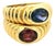 Vintage Italian 18k Gold Double-Stone Ring With Blue Topaz & Garnet, Size 6.75 For Sale