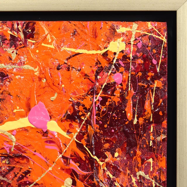 Abstract Deconstructed Orange 5 - Abstract Textural Vibrant Painting Gold Frame Original Artwork by Marc Raphael For Sale - Image 3 of 9