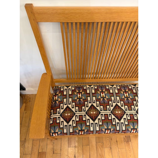 1990s Vintage Stickley Mission Bench W/ Upholstered Seat For Sale - Image 5 of 11