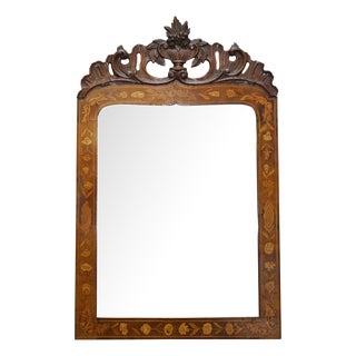 Antique Dutch Marquetry Inlay Wall Mirror, 1820 For Sale