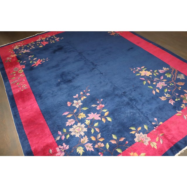 Textile Antique Chinese Art Deco Rug, 8'10'' X 11'7'' For Sale - Image 7 of 9