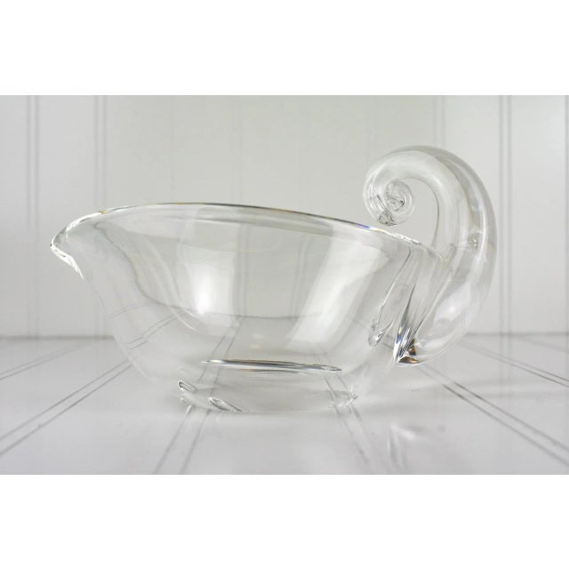1940s Signed Steuben Crystal Glass Gravy Boat, Sauce Bowl For Sale - Image 13 of 13