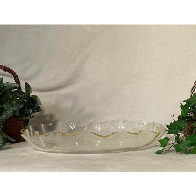 Plastic Vintage Lucite Ruffled Shallow 17" Serving Bowl Platter, Circa 70s For Sale - Image 7 of 10