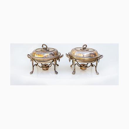 Silver Silver-Plated Metal Chafing Dishes from Lambert London, 1920s, Set of 2 For Sale - Image 8 of 8