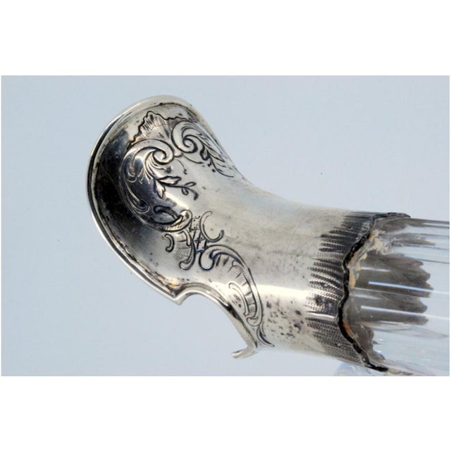 Glass Jug with Glass Handle, Neck and Removable Silver Lid For Sale - Image 9 of 11