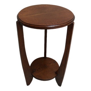 Art Deco Round Oak Side Table, 1890s For Sale