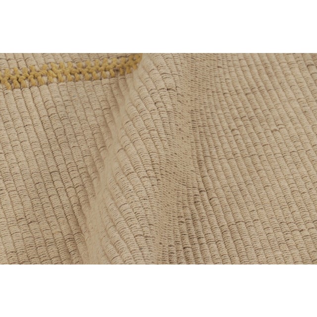 Textile Rug & Kilim’s Accent Kilim, Square Rug With Textural Beige and Mustard Stripes For Sale - Image 7 of 8