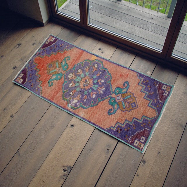 Rustic Hand Knotted Door Mat, Entryway Rug, Bath Mat, Kitchen Decor, Small Rug, Turkish Rug - 1′4″ × 2′11″ For Sale - Image 3 of 15