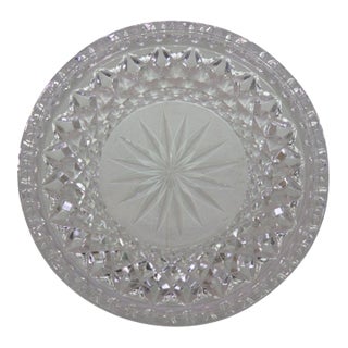 Vintage Modern Waterford Lismore Crystal Round Vanity Trinket Dish Coaster Starburst For Sale