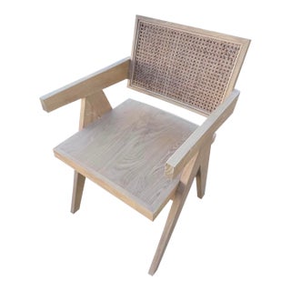 Light Wood and Rattan Chair For Sale