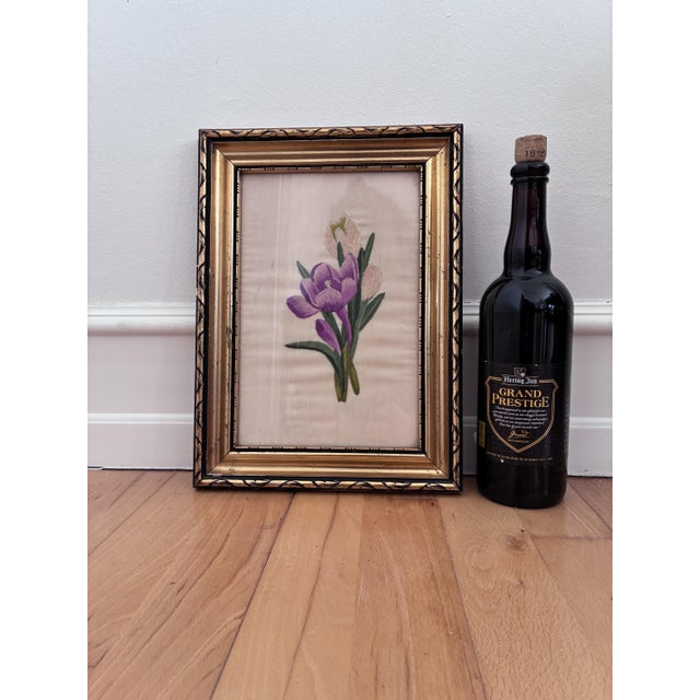Vintage Framed Flower Embroideries on Silk, Set of 2 For Sale - Image 15 of 18