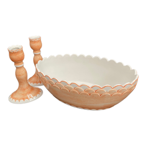 Vintage Italian Faience Jardiniere & Candlesticks Centerpiece Set