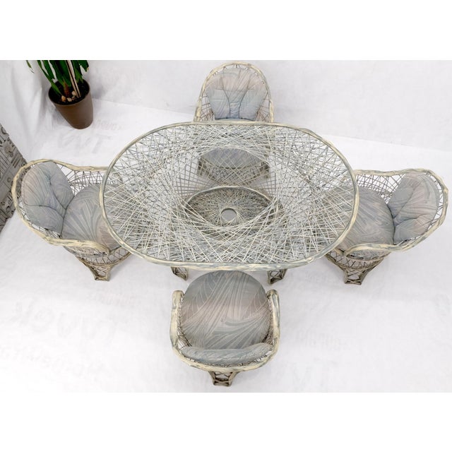 Russel Woodard Spun Fiberglass Oval Racetrack Dining Table 4 Chairs Outdoor Set For Sale - Image 12 of 18