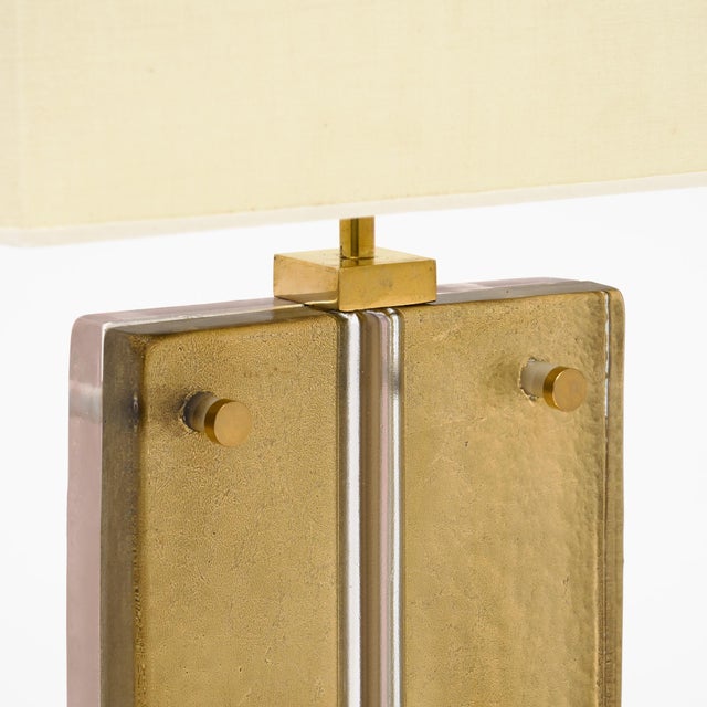 Pink Single Venetian Glass, Pink and Gold Slab Lamp, Murano For Sale - Image 8 of 11