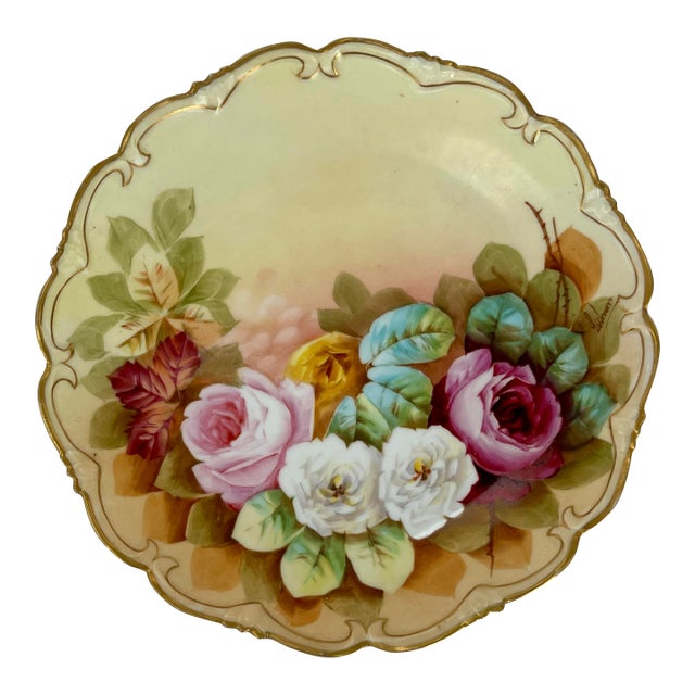 Late 20th Century Floral Plate Hand Painted From Vienna For Sale