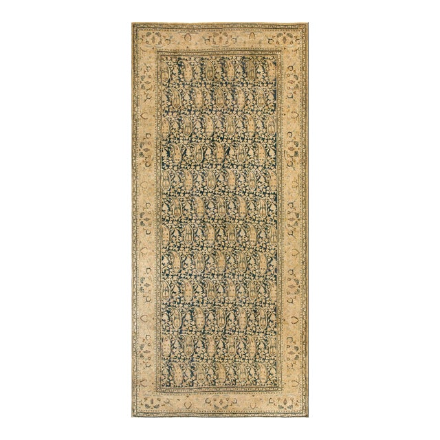 Wonderful Tan-Taupe Background Color With Lovely Paisely Pattern Antique Persian Moud Gallery Rug For Sale