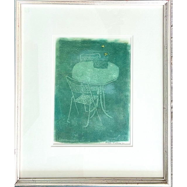 Joseph Solman, Monotype Print Painting Garden Scene Table Chair Joseph Solman American Art WPA, 1980 For Sale - Image 10 of 13