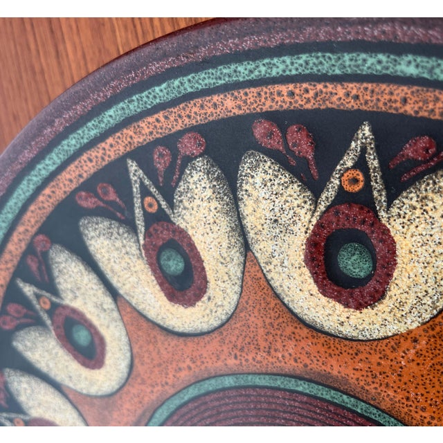 Brown Vintage German Large Ceramic Wall Plate from KMK Keramik Manufaktur Kupfermühle, 1970s For Sale - Image 8 of 15