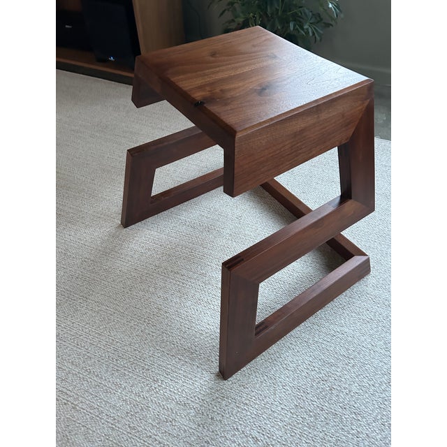 One of a Kind Artisan Made Black Walnut Organic Modern Bench Stool For Sale In Philadelphia - Image 6 of 16