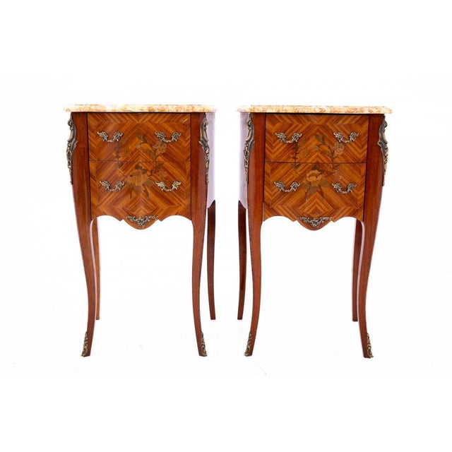 Antique Bedside Tables with Stone Top, France, 1890s, Set of 2 For Sale - Image 4 of 13