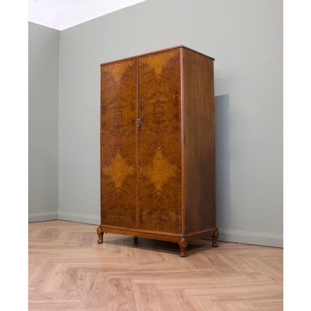Vintage Art Deco Burr Walnut Compact Wardrobe, 1930s For Sale - Image 3 of 10