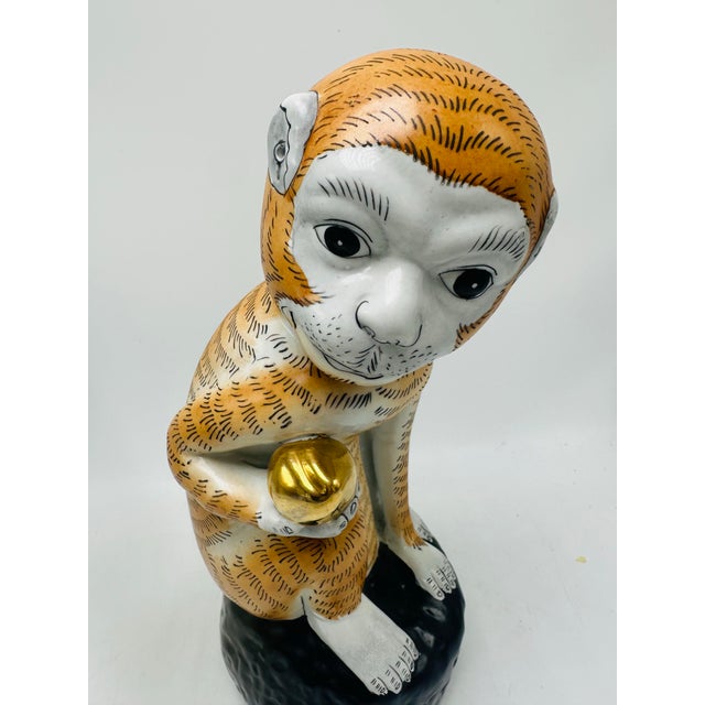Vintage Ceramic Chinoiserie Monkey For Sale - Image 4 of 6