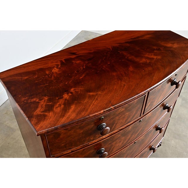 Brown English 19th Century Mahogany Bowfront Chest of Drawers For Sale - Image 8 of 11