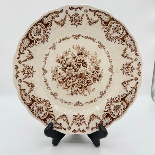 Mid 20th Century Vintage Nikko “Double Phoenix” Windsor Brown Transferware Plate For Sale - Image 5 of 5
