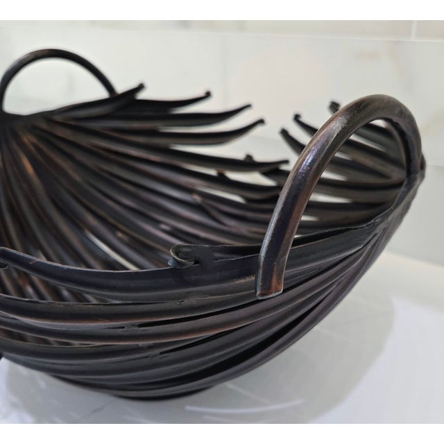 Palecek Palecek Sculptural Metal Palm Leaf Centerpiece Bowl – Made in Philippines Vintage For Sale - Image 4 of 8