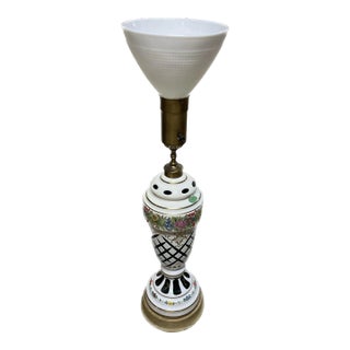 1940s Hollywood Regency Lamp Hand Painted For Sale